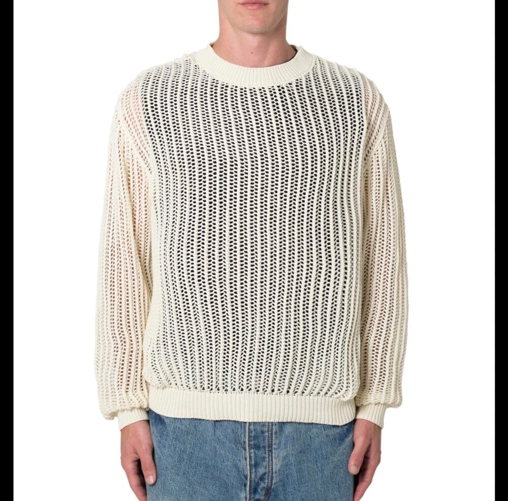 New MNML mesh knit sweater cream size M